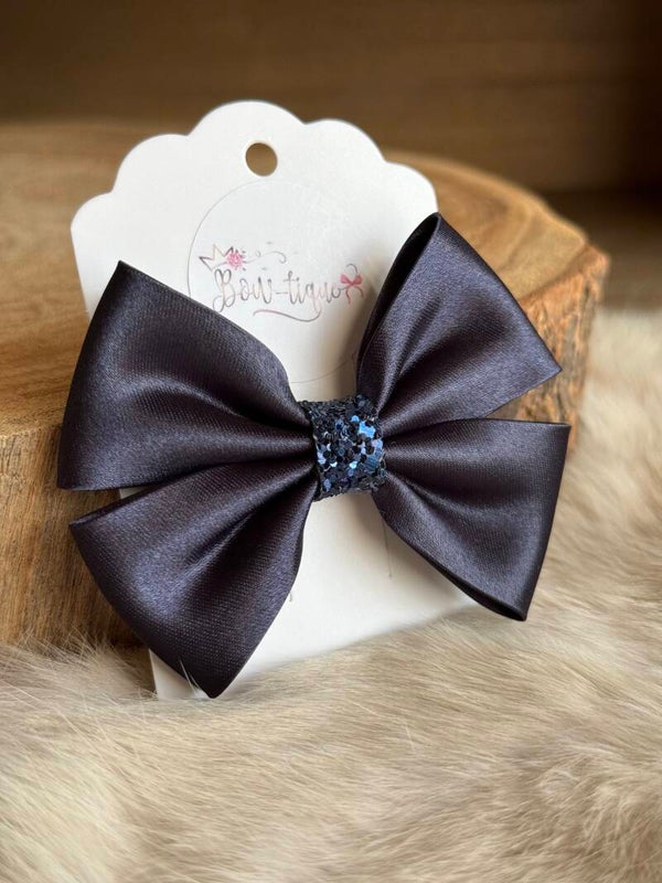 Satijnen Strik Glitter Dark Navy