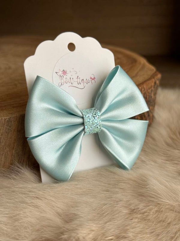 Satijnen Strik Glitter Eau de nil