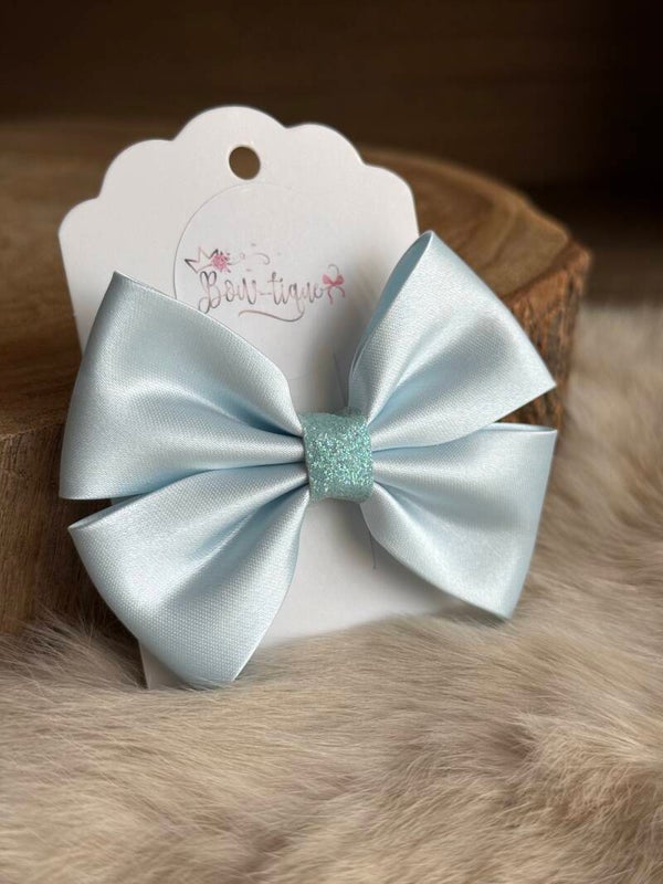 Satijnen Strik Glitter Ice Blue