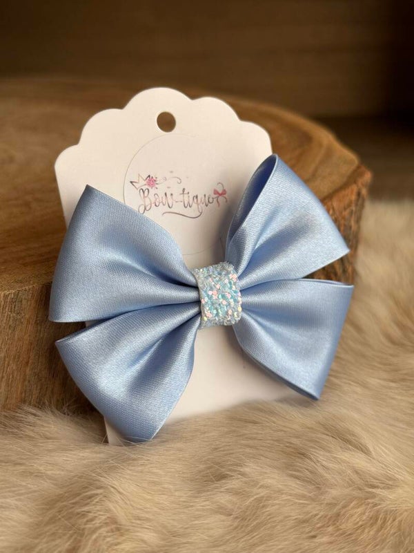 Satijnen Strik Glitter Powder Blue