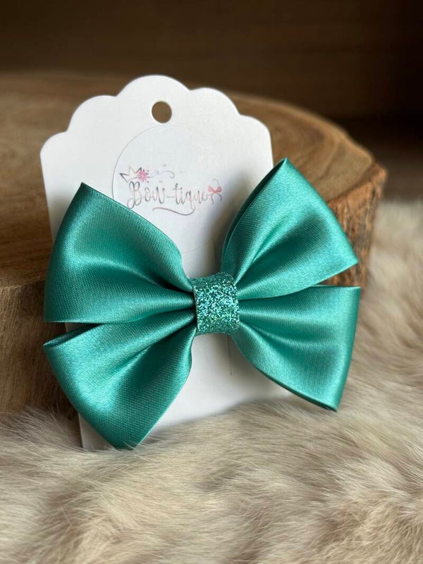 Satijnen Strik Glitter Jade