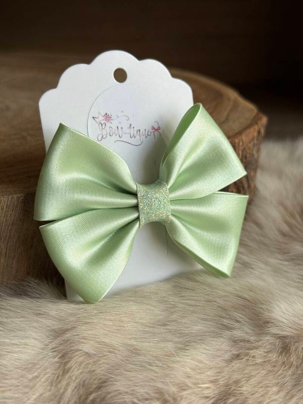 Satijnen Strik Glitter Pistachio