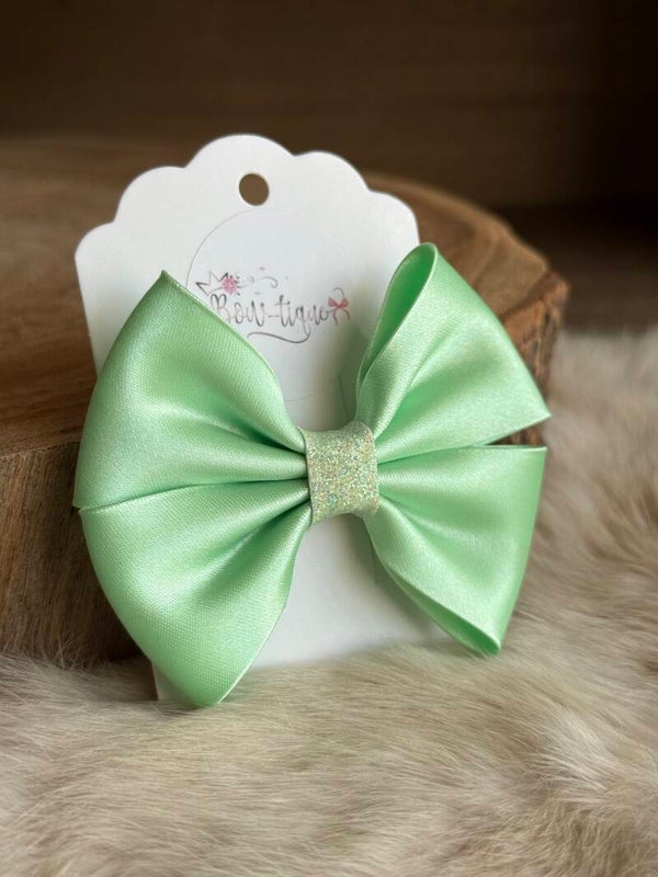 Satijnen Strik Glitter Lime Green