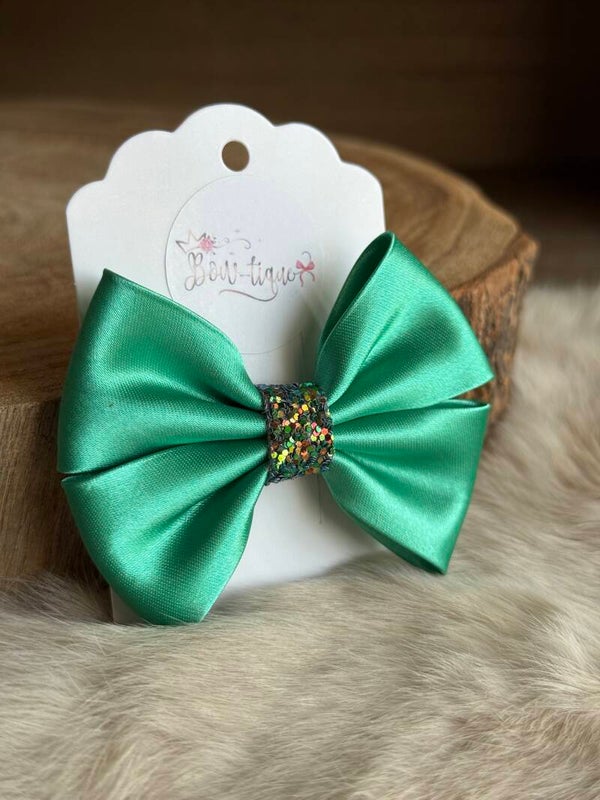 Satijnen Strik Glitter Seafoam