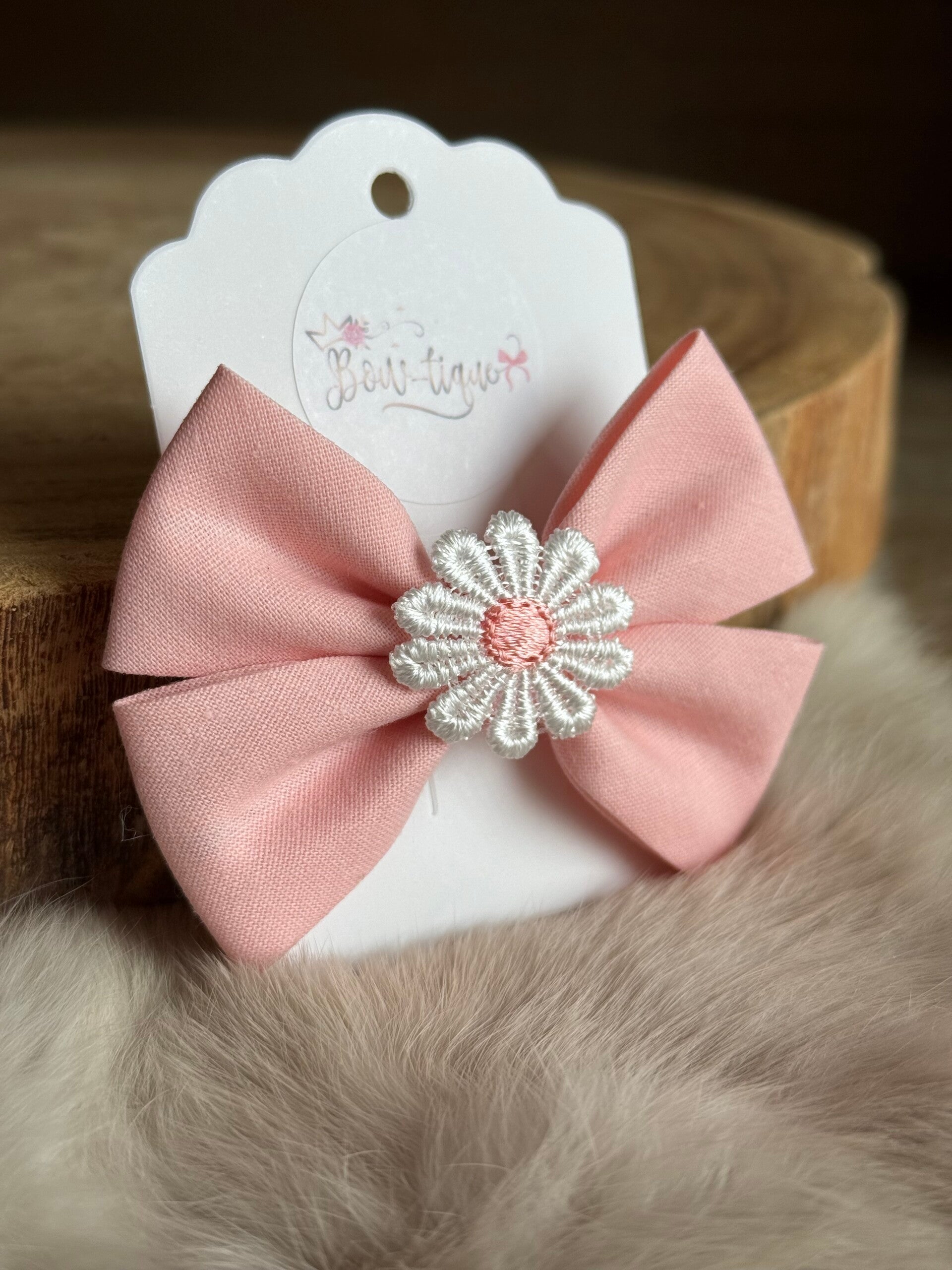 Strik met Daisy bloemetje Pink Azalea / Wit