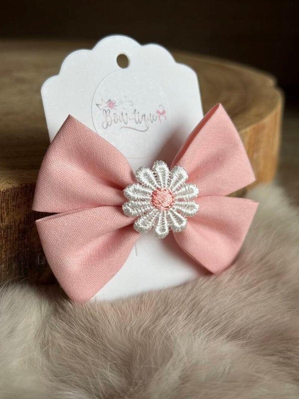 Strik met Daisy bloemetje Pink Azalea / Wit