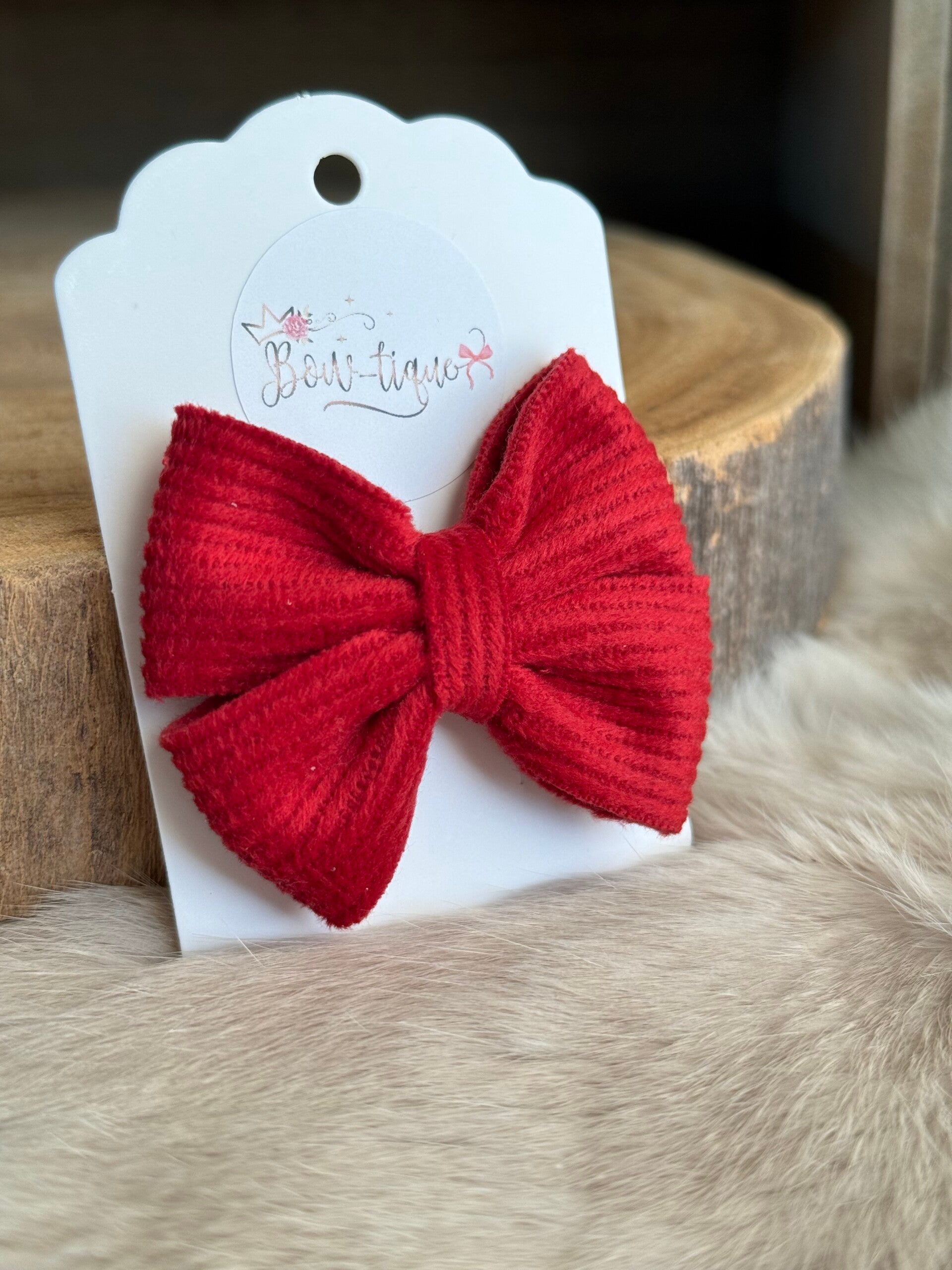 Geribbelde strik mat Rood