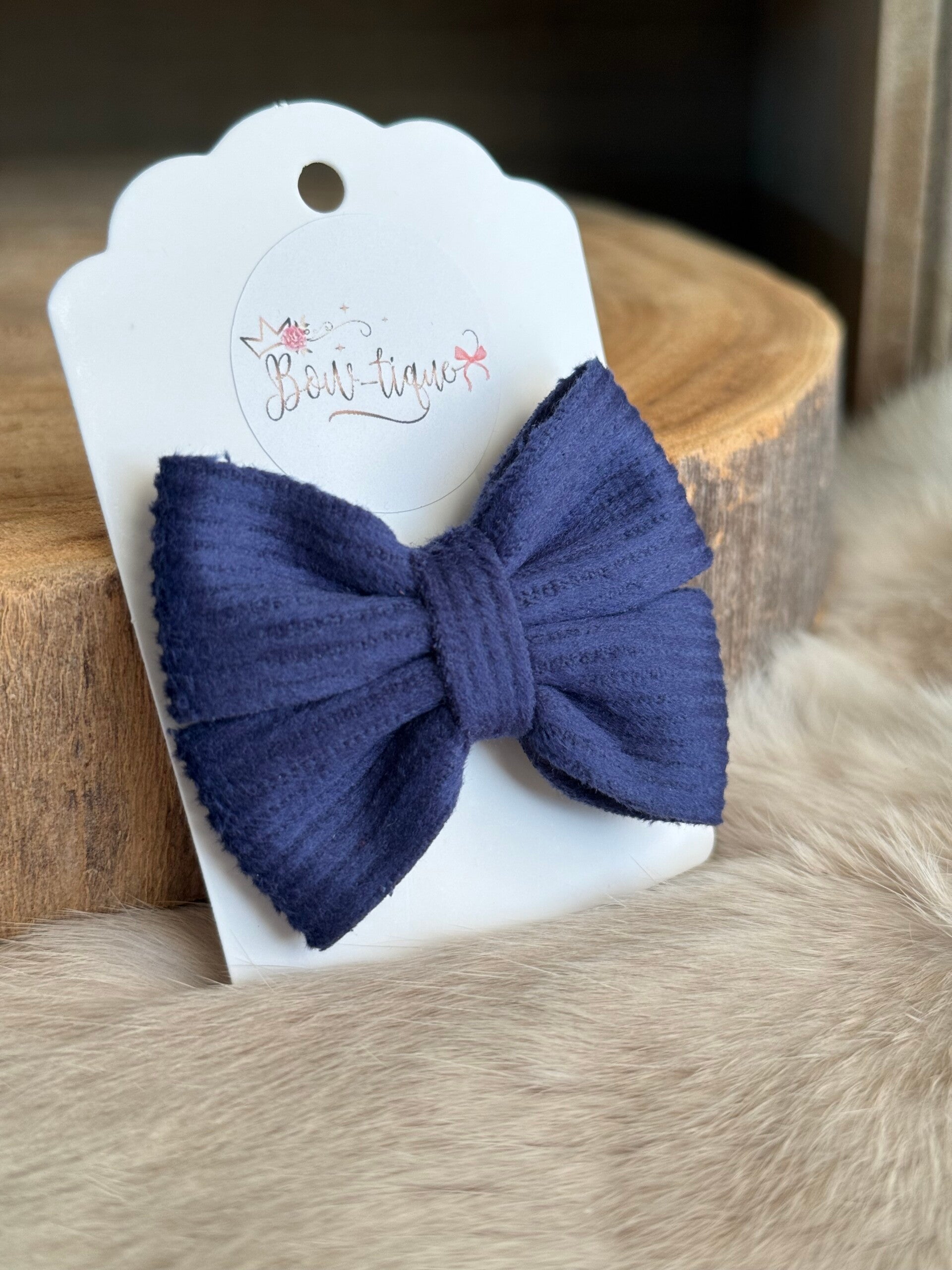 Geribbelde strik mat Navy