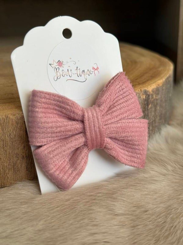 Geribbelde strik mat Dusty Pink