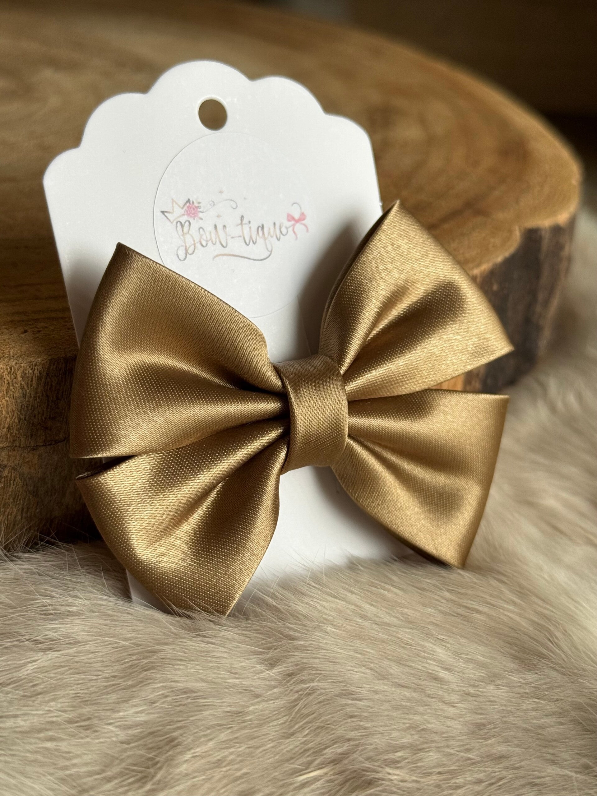 Satijnen Strik Khaki Caramel