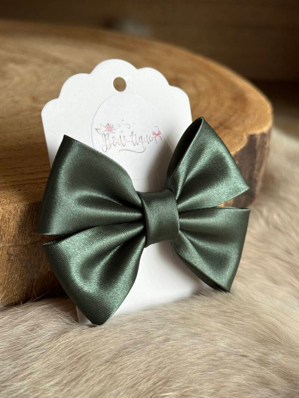 Satijnen Strik Dark Green