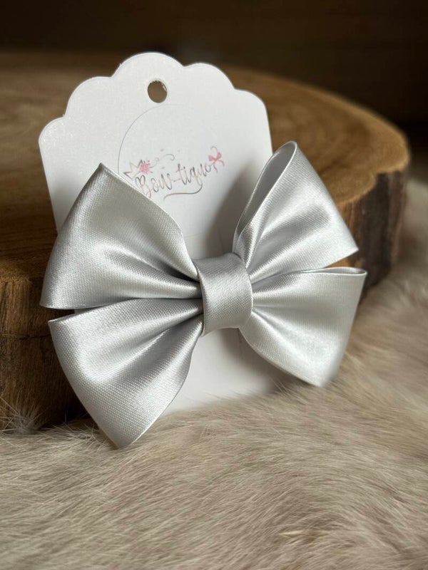 Satijnen Strik Silver Grey