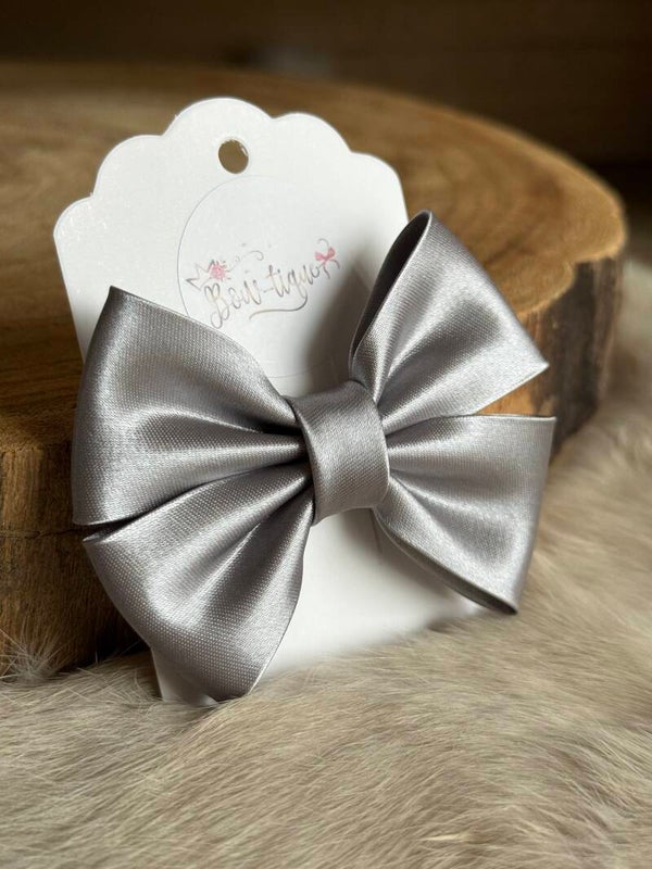 Satijnen Strik Pewter Grey