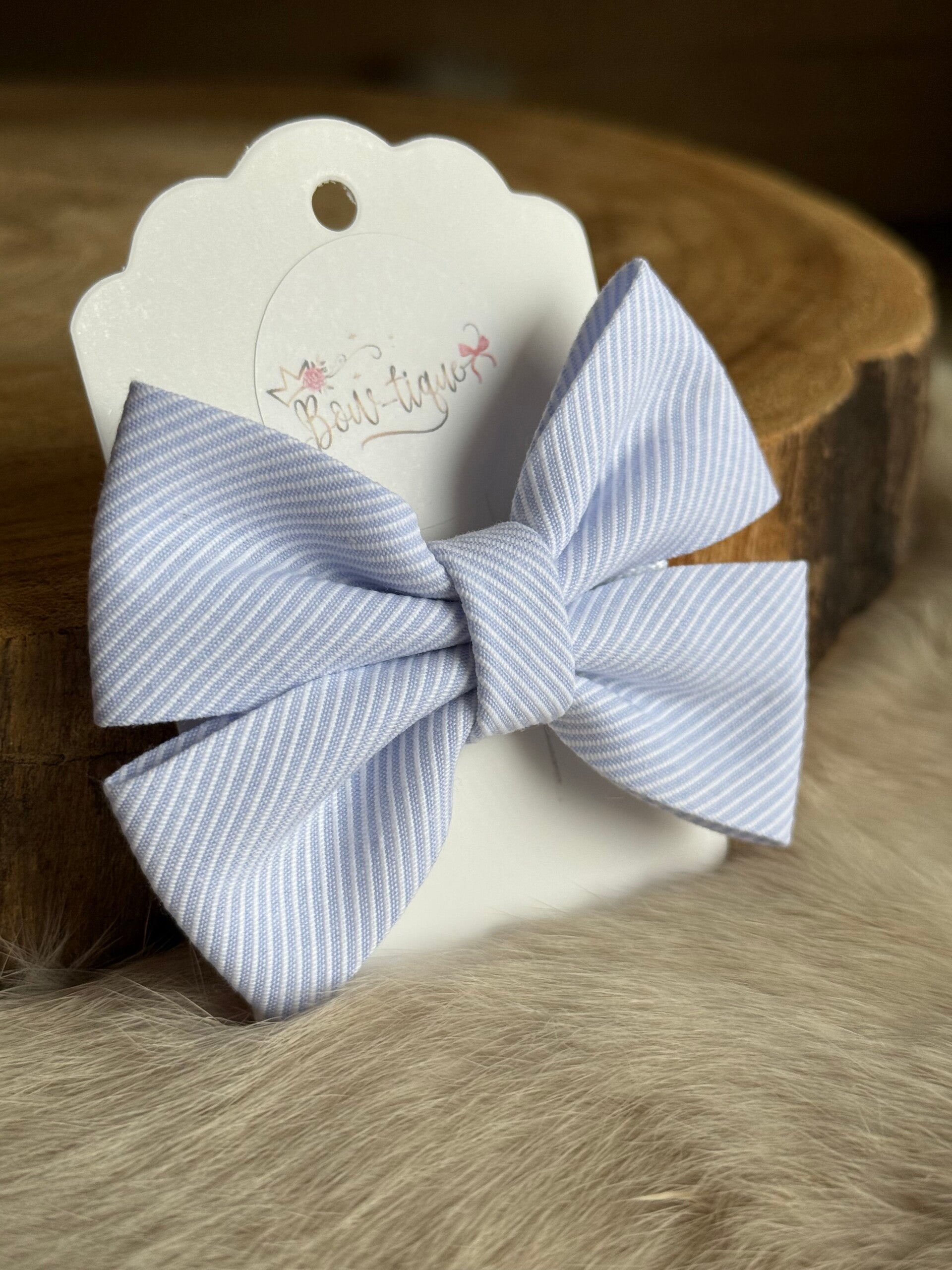 Katoenen Strik Gestreept Babyblauw