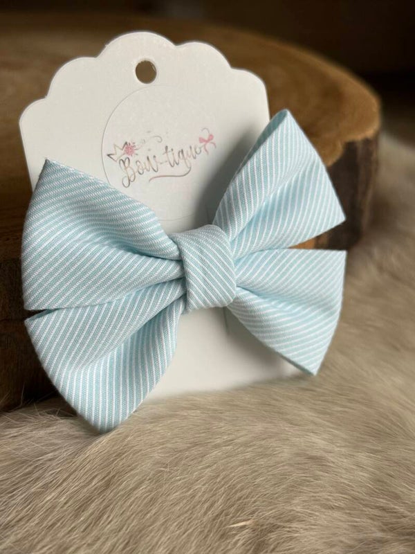 Katoenen Strik Gestreept Licht blauw