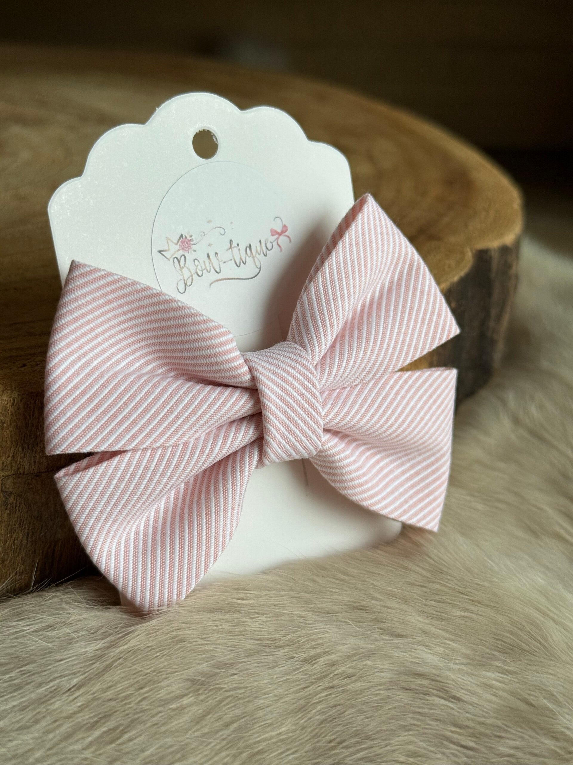 Katoenen Strik Gestreept Zalm roze