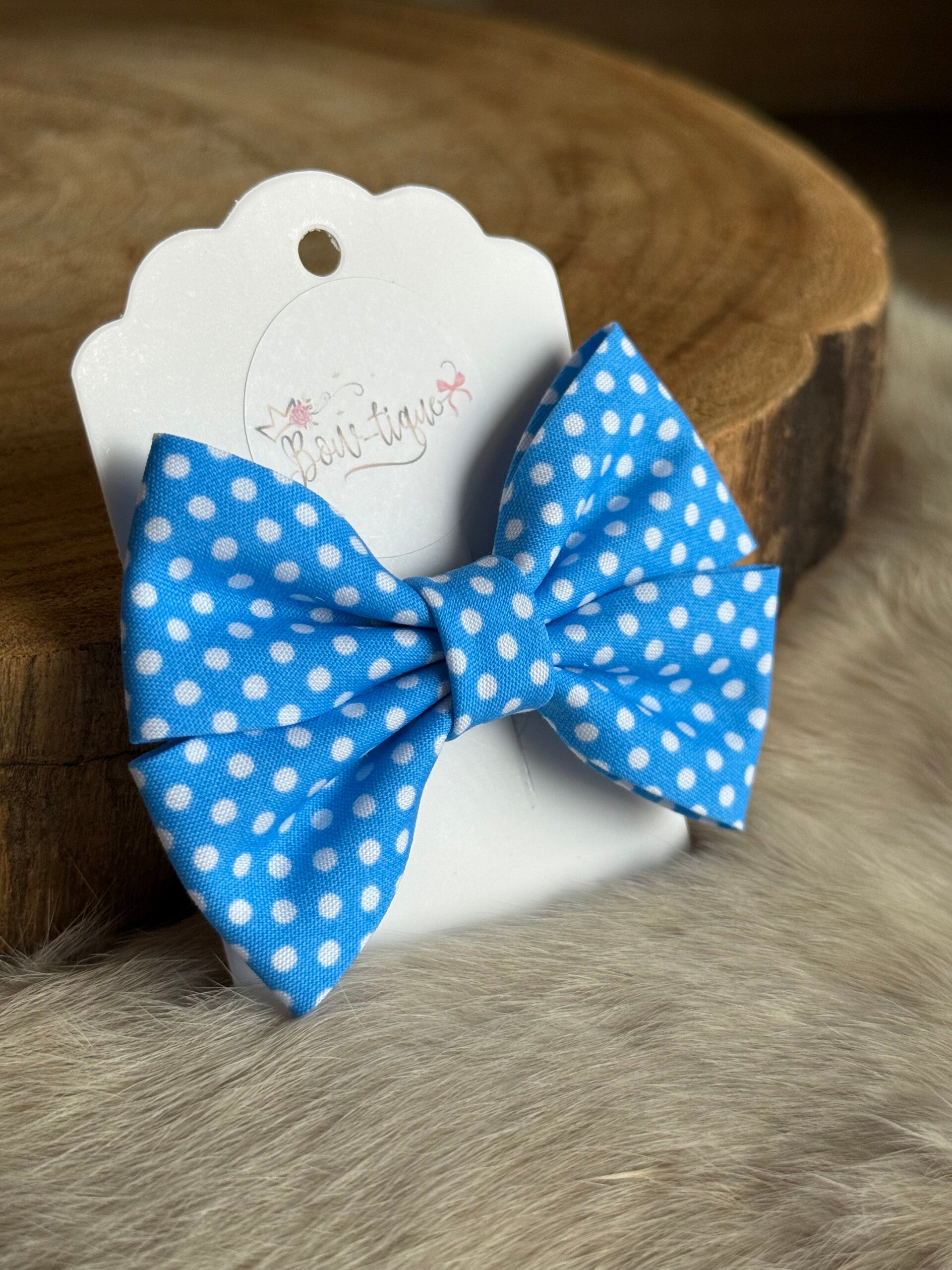Katoenen Strik Polkadots Cornflower Blauw