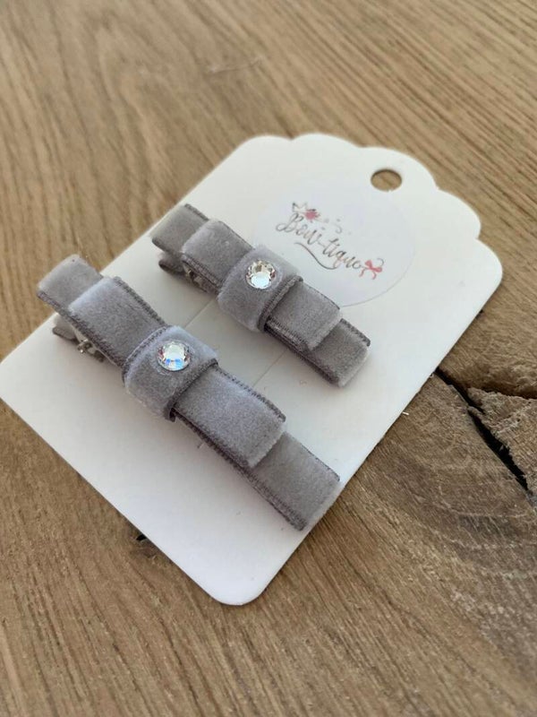 Velvet alligatorspeldje Naëlle silver Grey