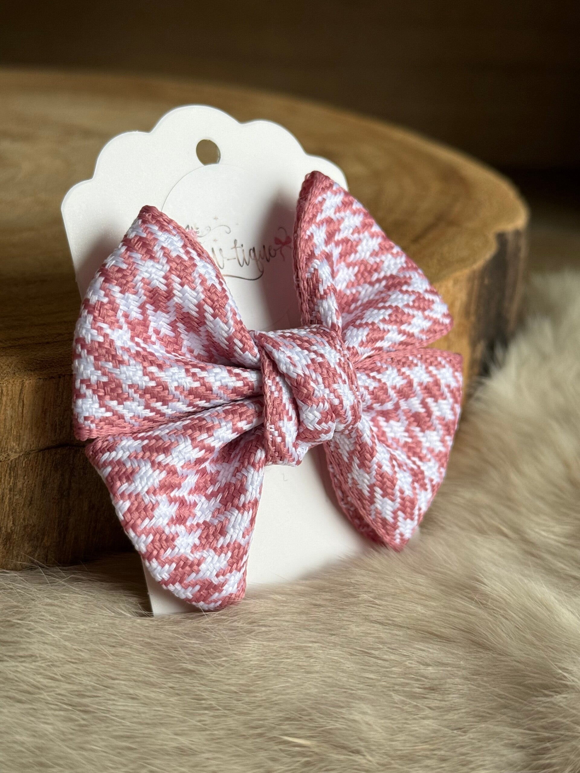 Pied de poule strik Roze