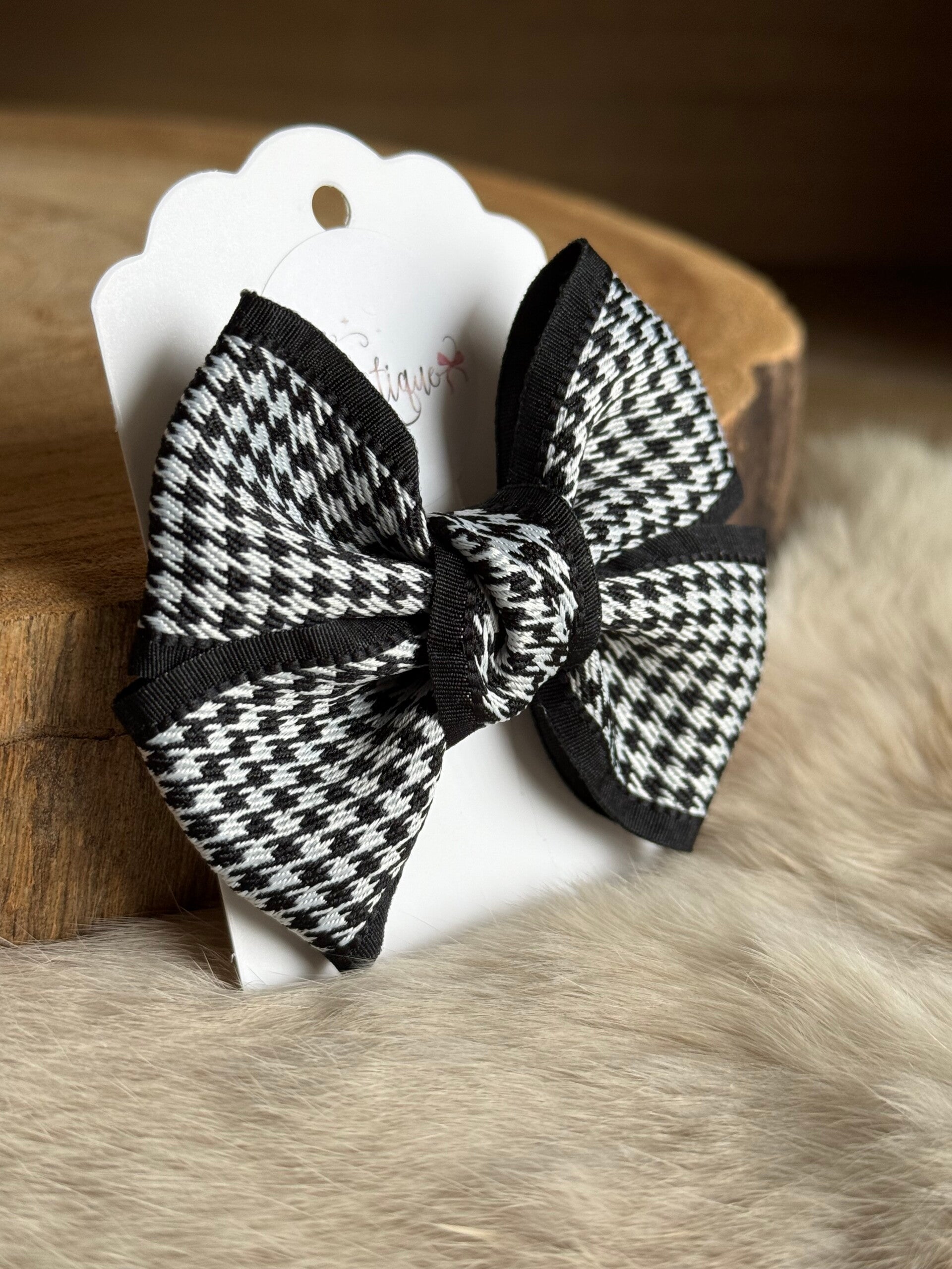 Pied de poule strik boordje Zwart