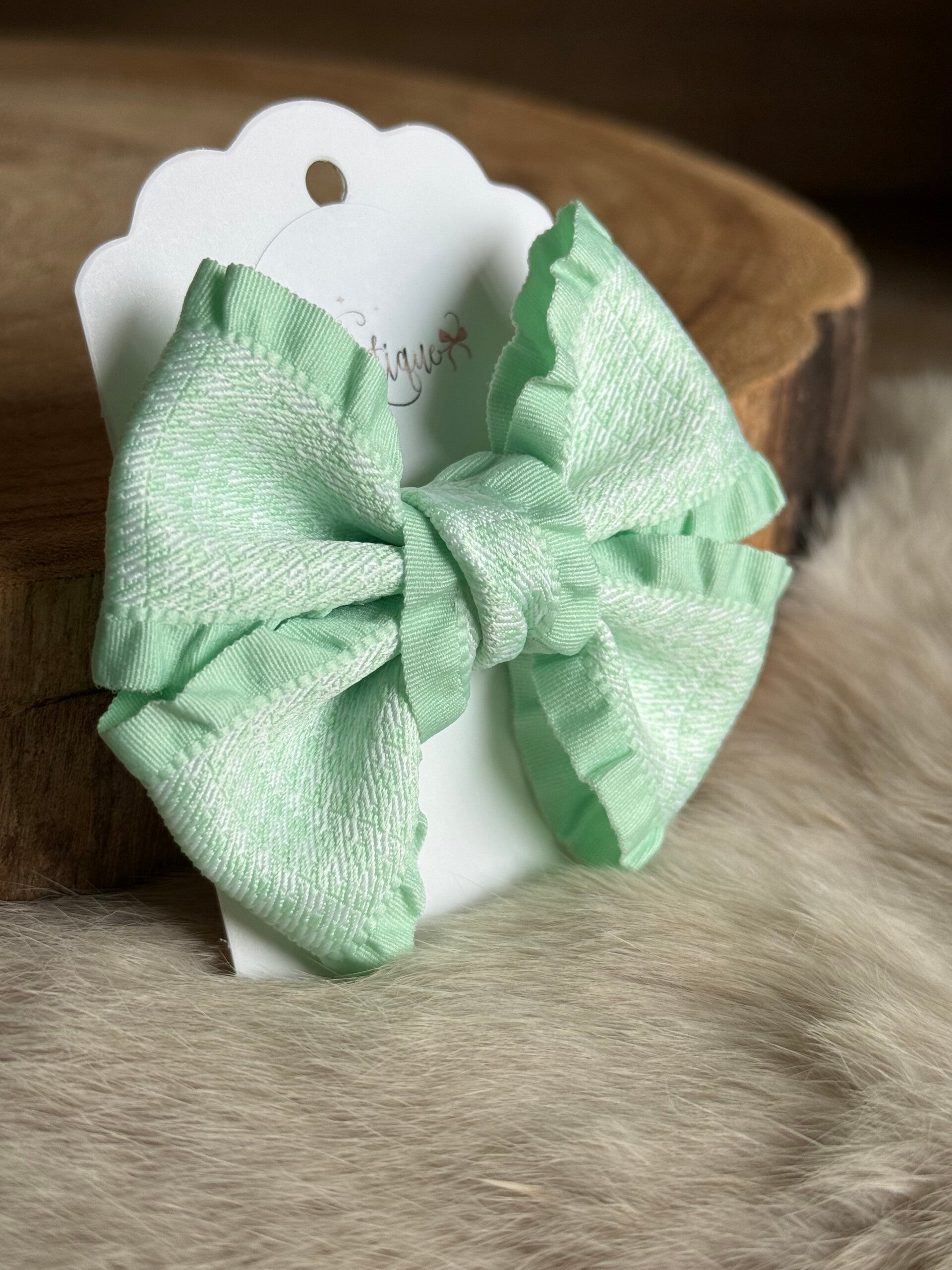 Pied de poule strik boordje Pistachio