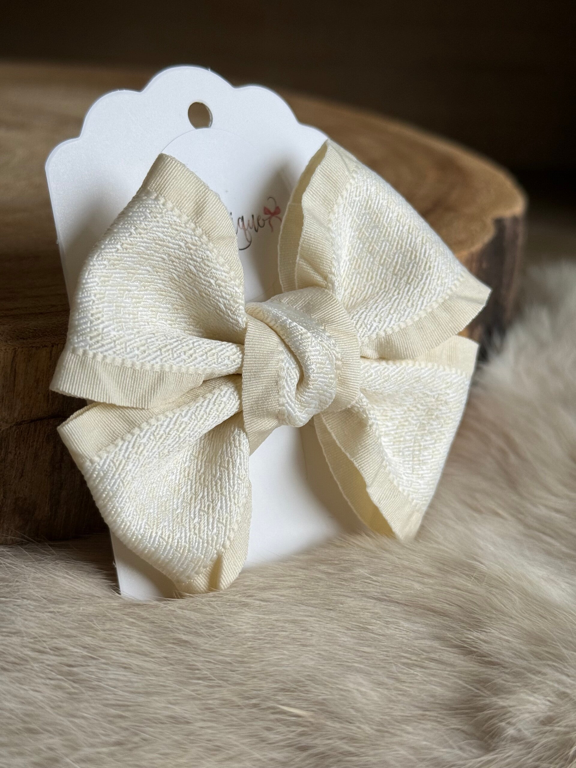 Pied de poule strik boordje Crème