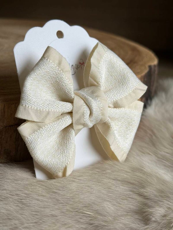 Pied de poule strik boordje Crème