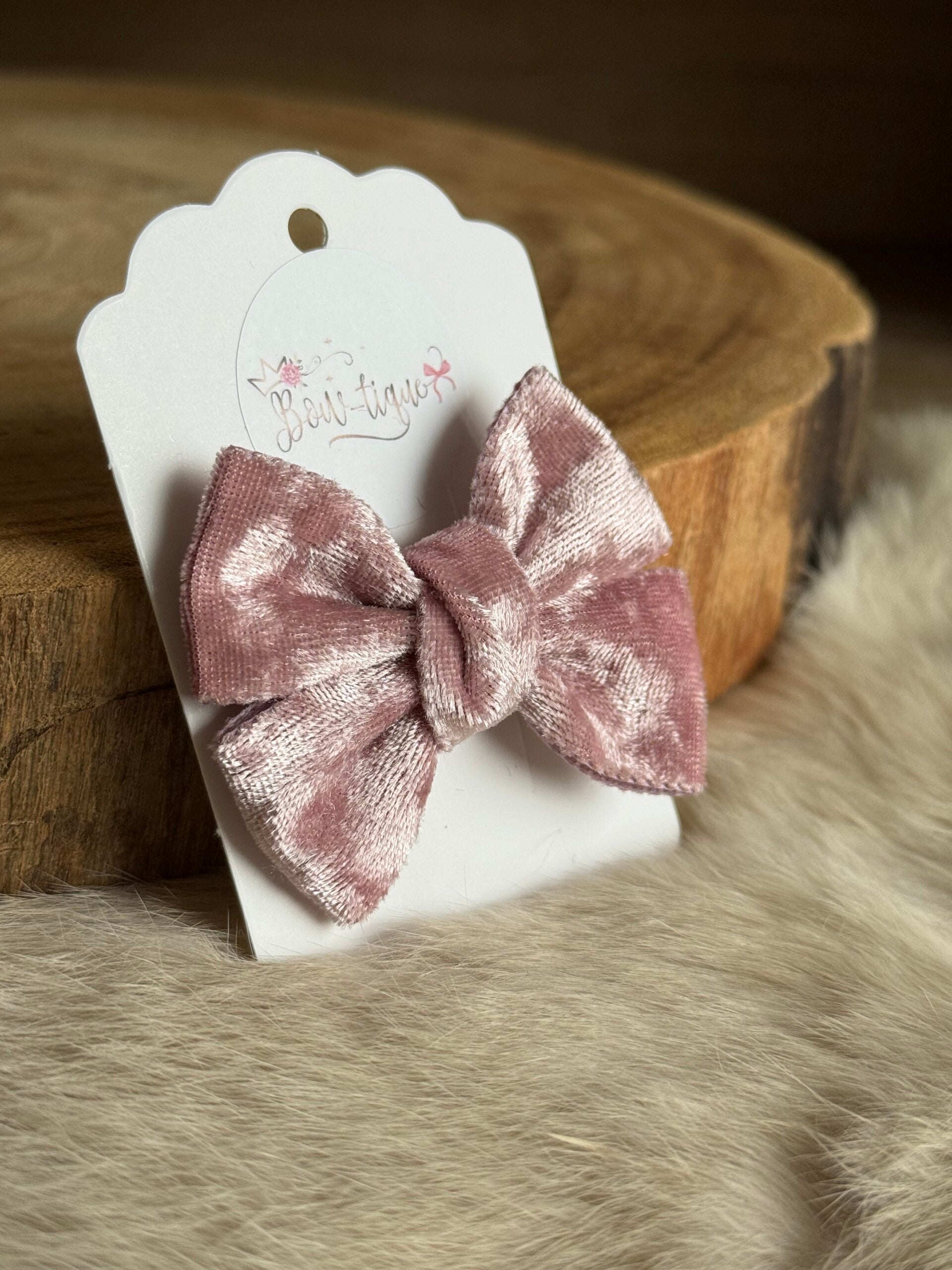 Fluwelen Strik Blinkend Lichtroze