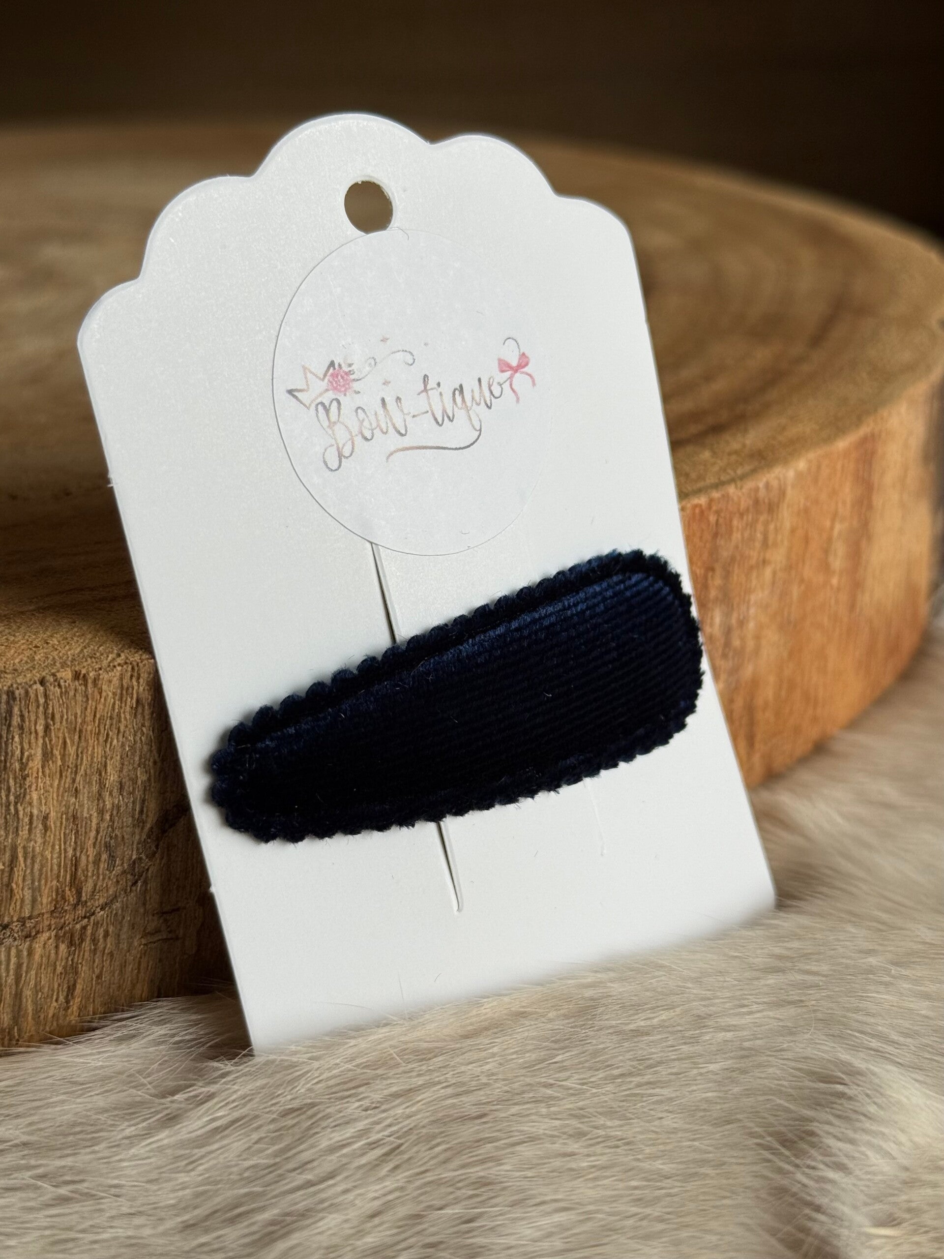 Klikklakspeldje velvet geribbeld Navy