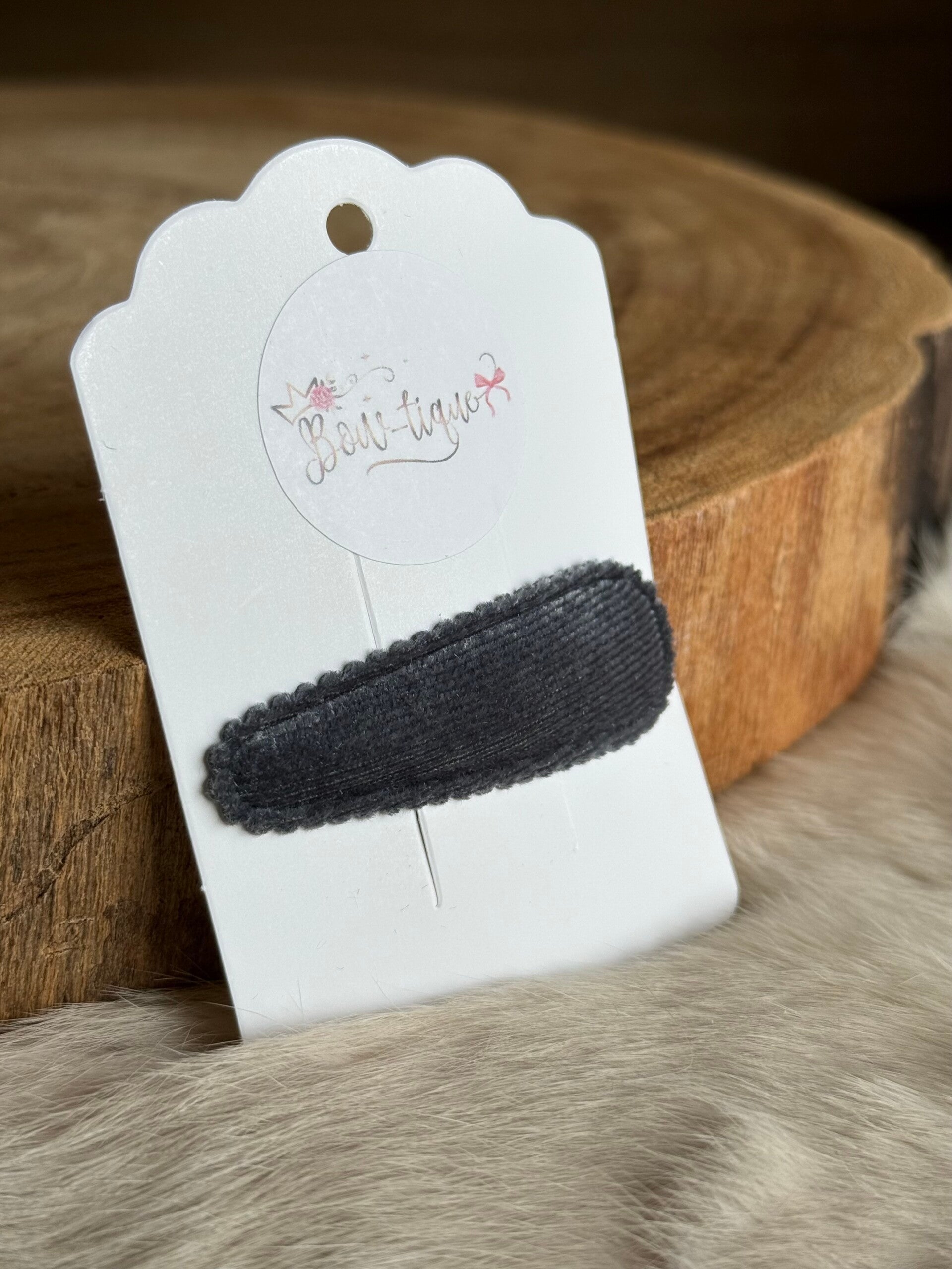 Klikklakspeldje velvet geribbeld Pewter