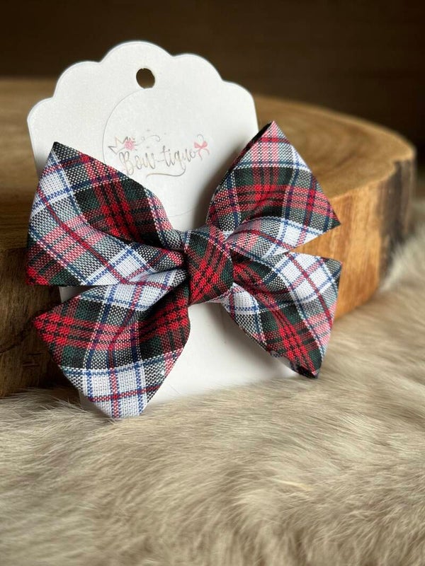 Katoenen Strik Geruit Groen/wit/rood