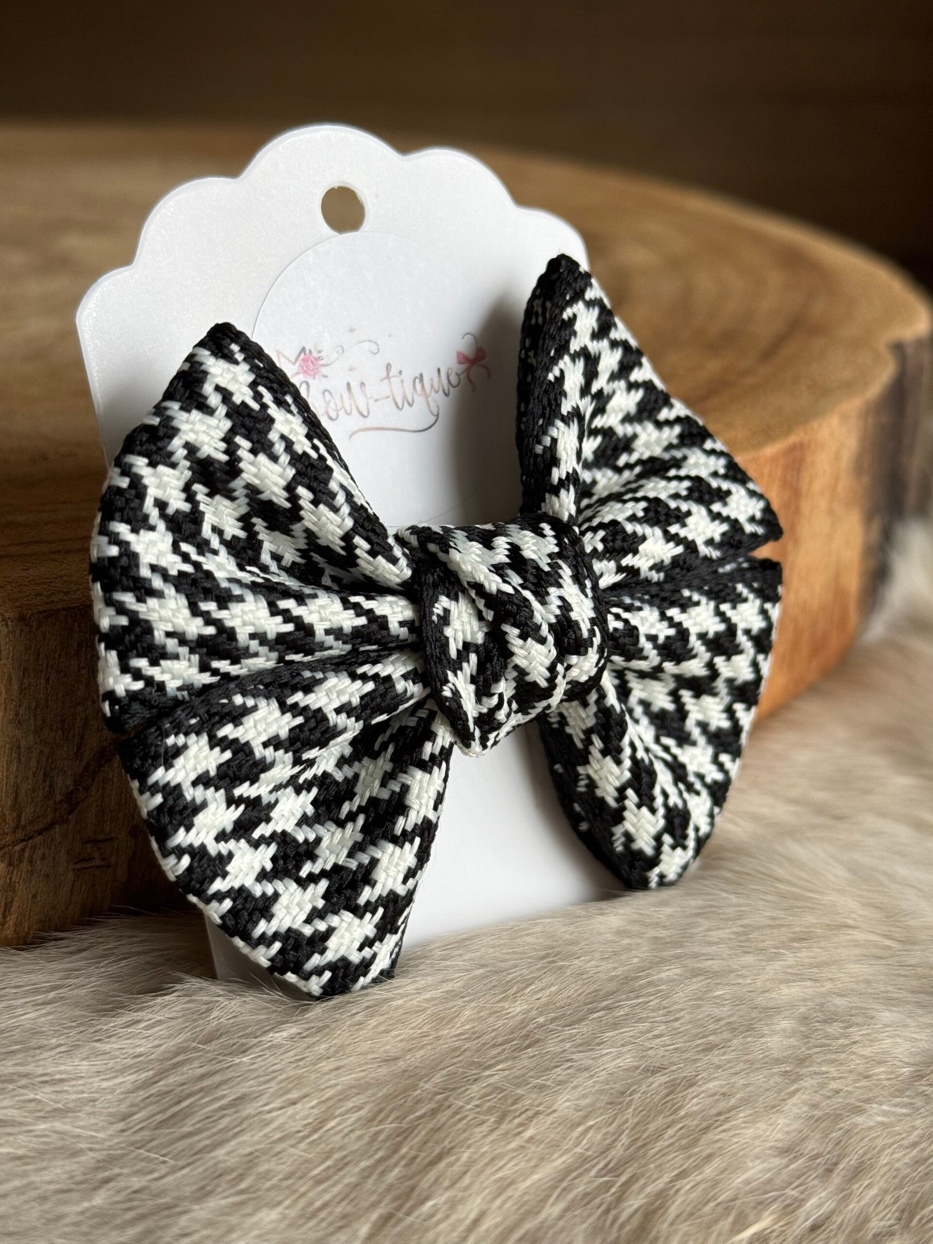 Pied de poule strik Zwart