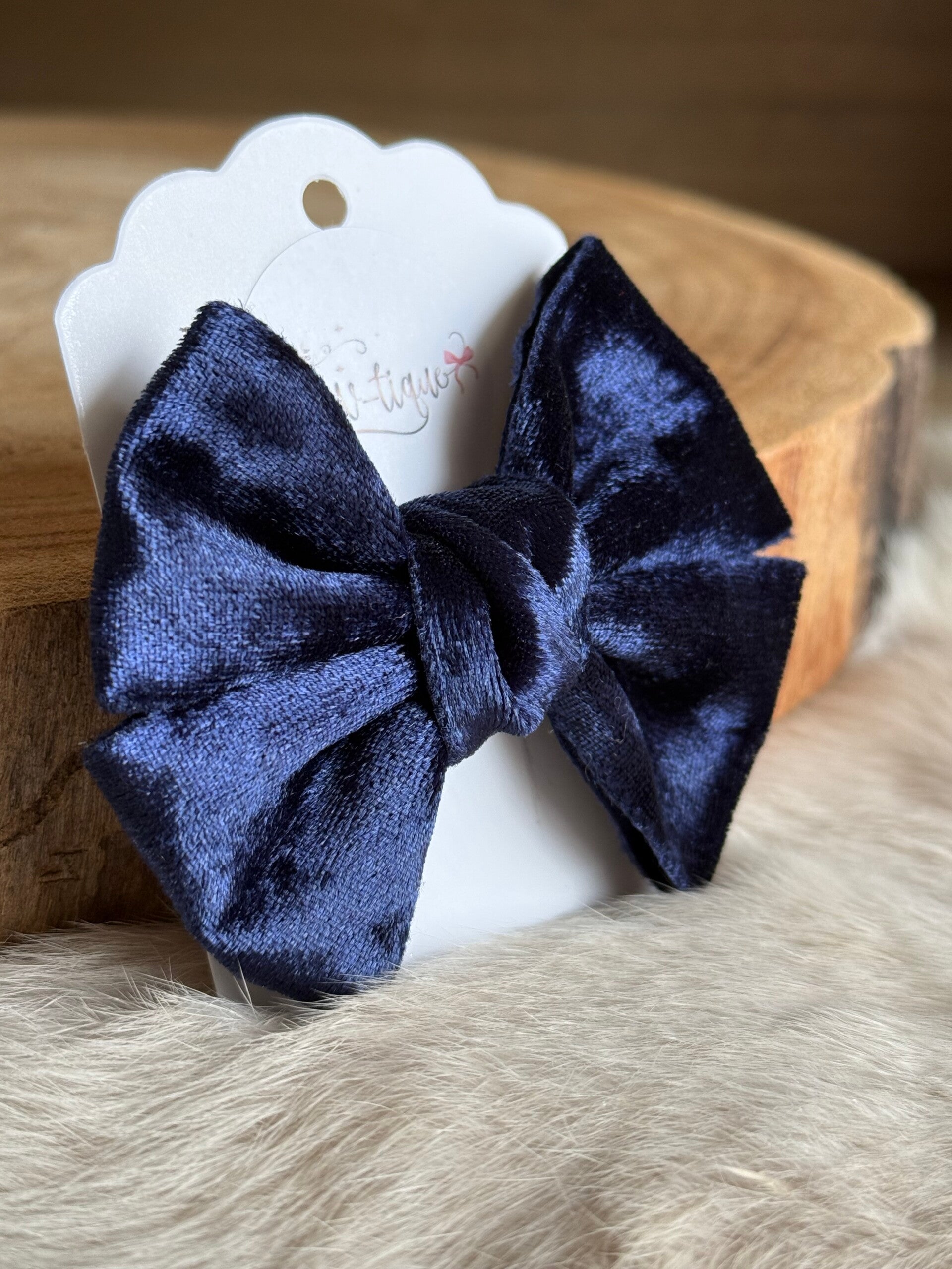 Fluwelen Strik Blinkend Navy