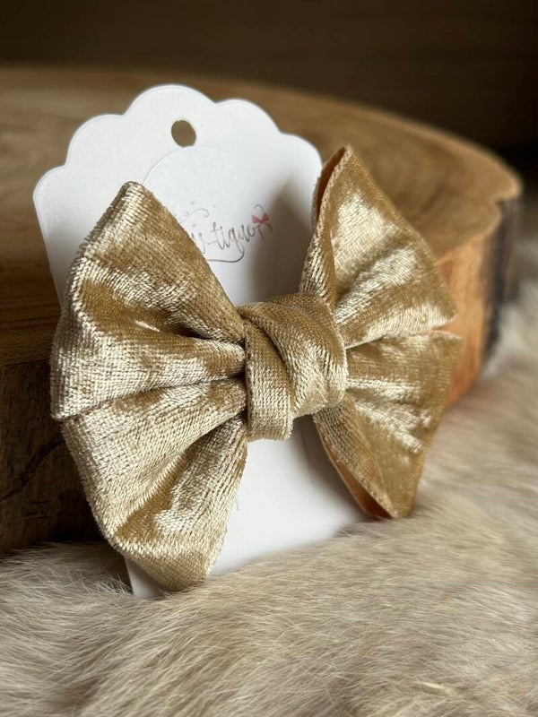 Fluwelen Strik Blinkend Gold