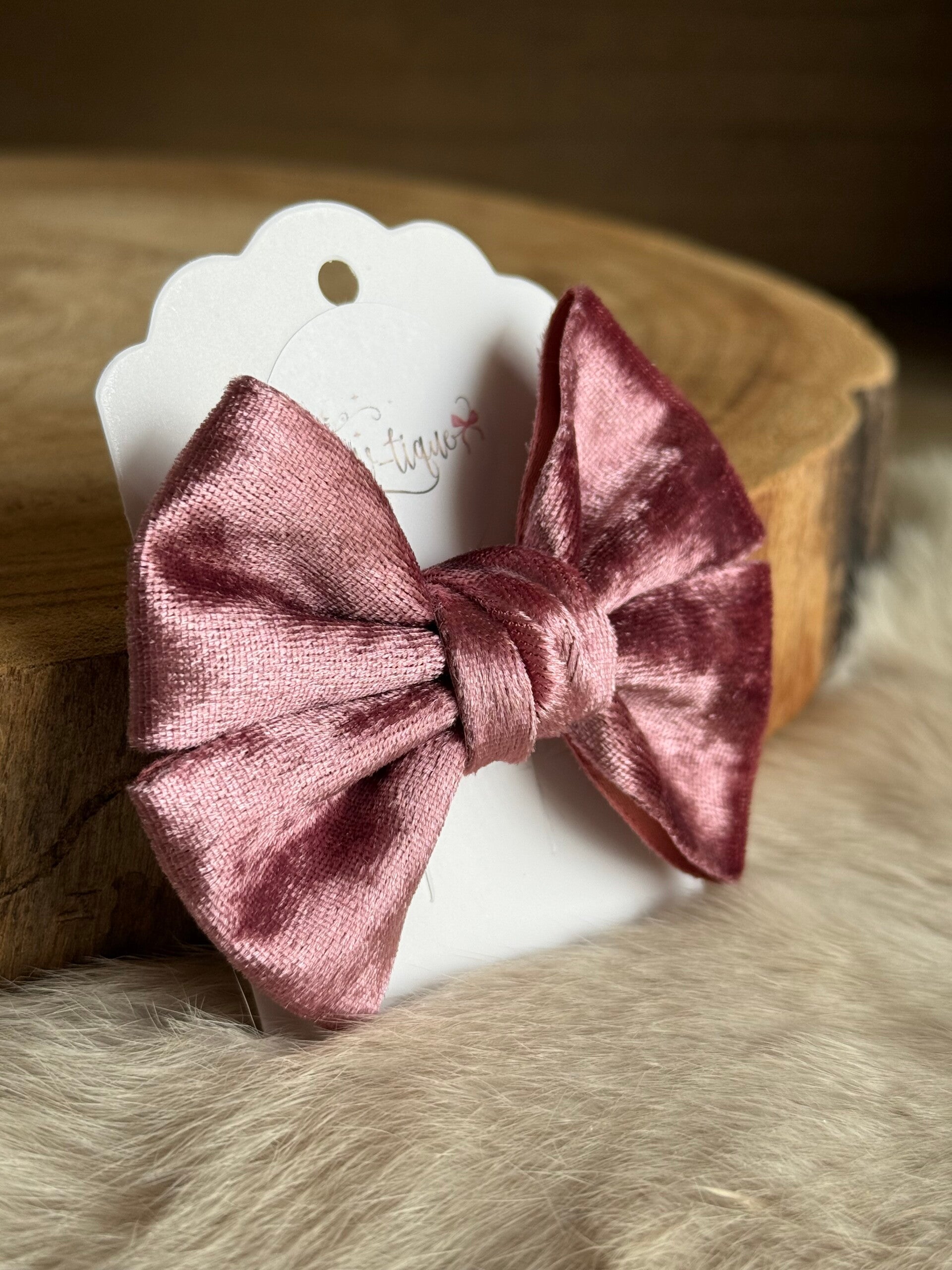 Fluwelen Strik Blinkend Oud Roze