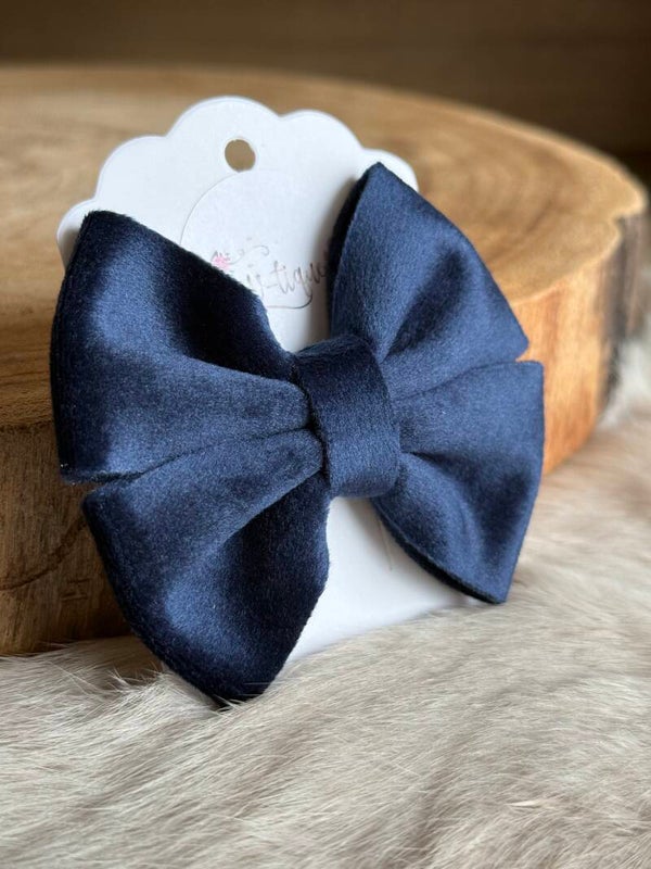 Fluwelen Strik Mat Navy