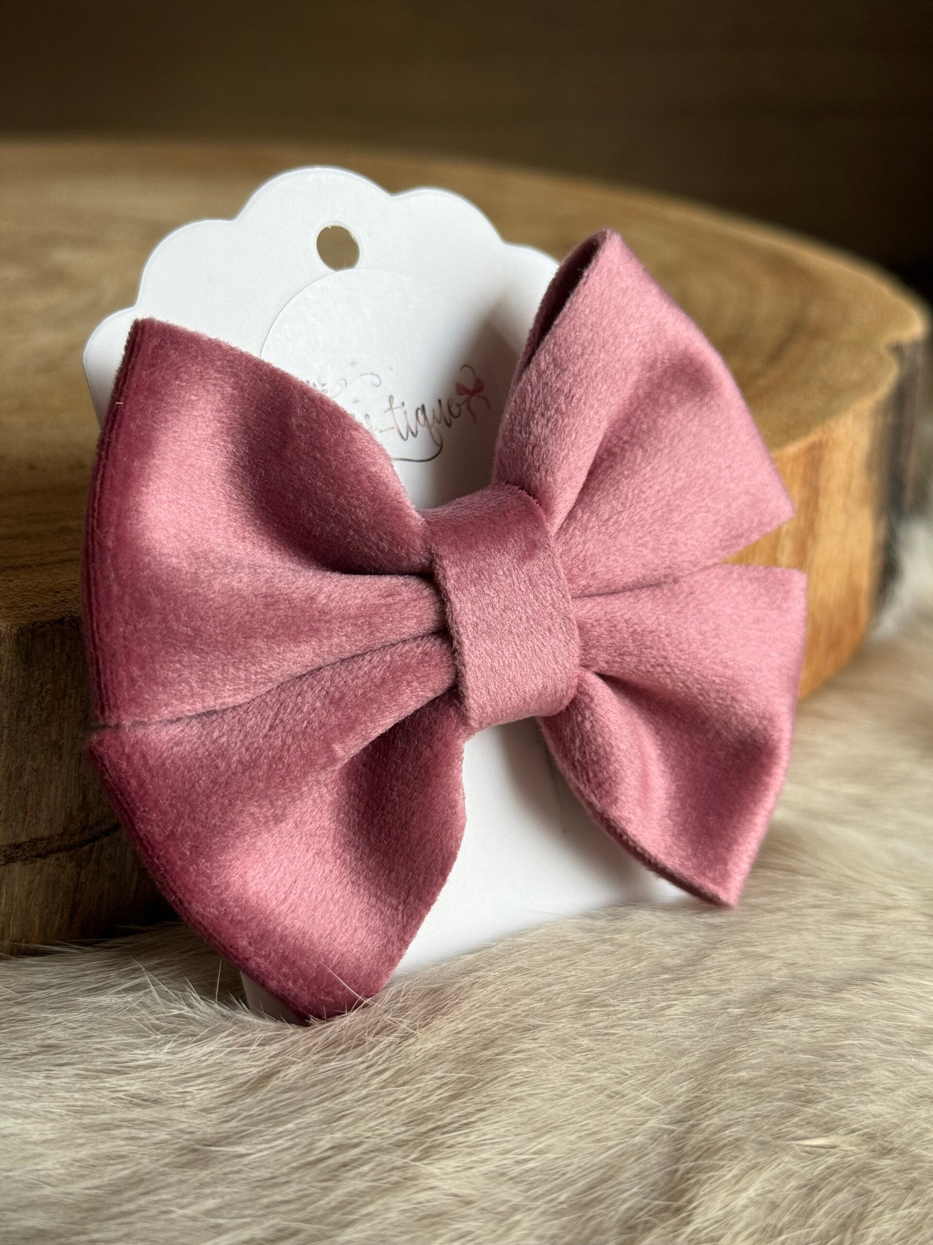 Fluwelen Strik mat Dusty Rose