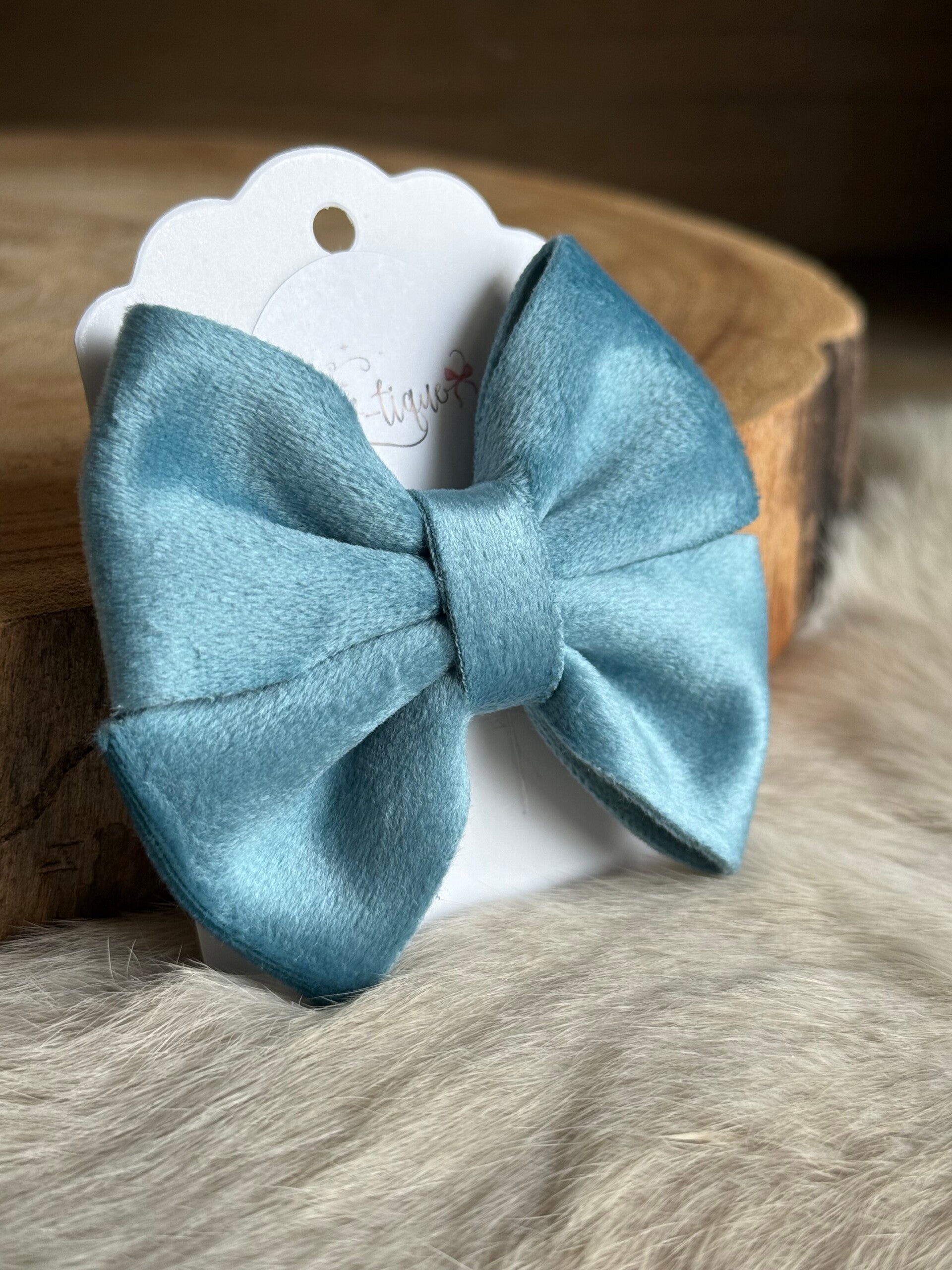 Fluwelen Strik Mat Lichtblauw