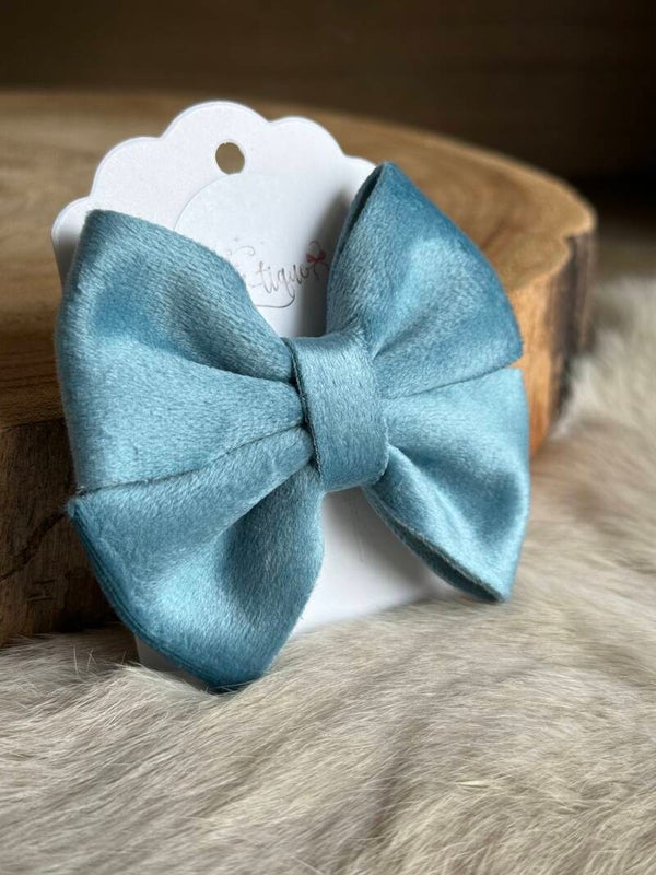 Fluwelen Strik Mat Lichtblauw