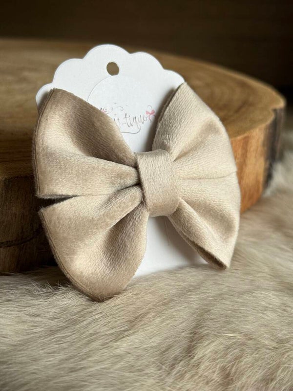 Fluwelen Strik Mat Beige