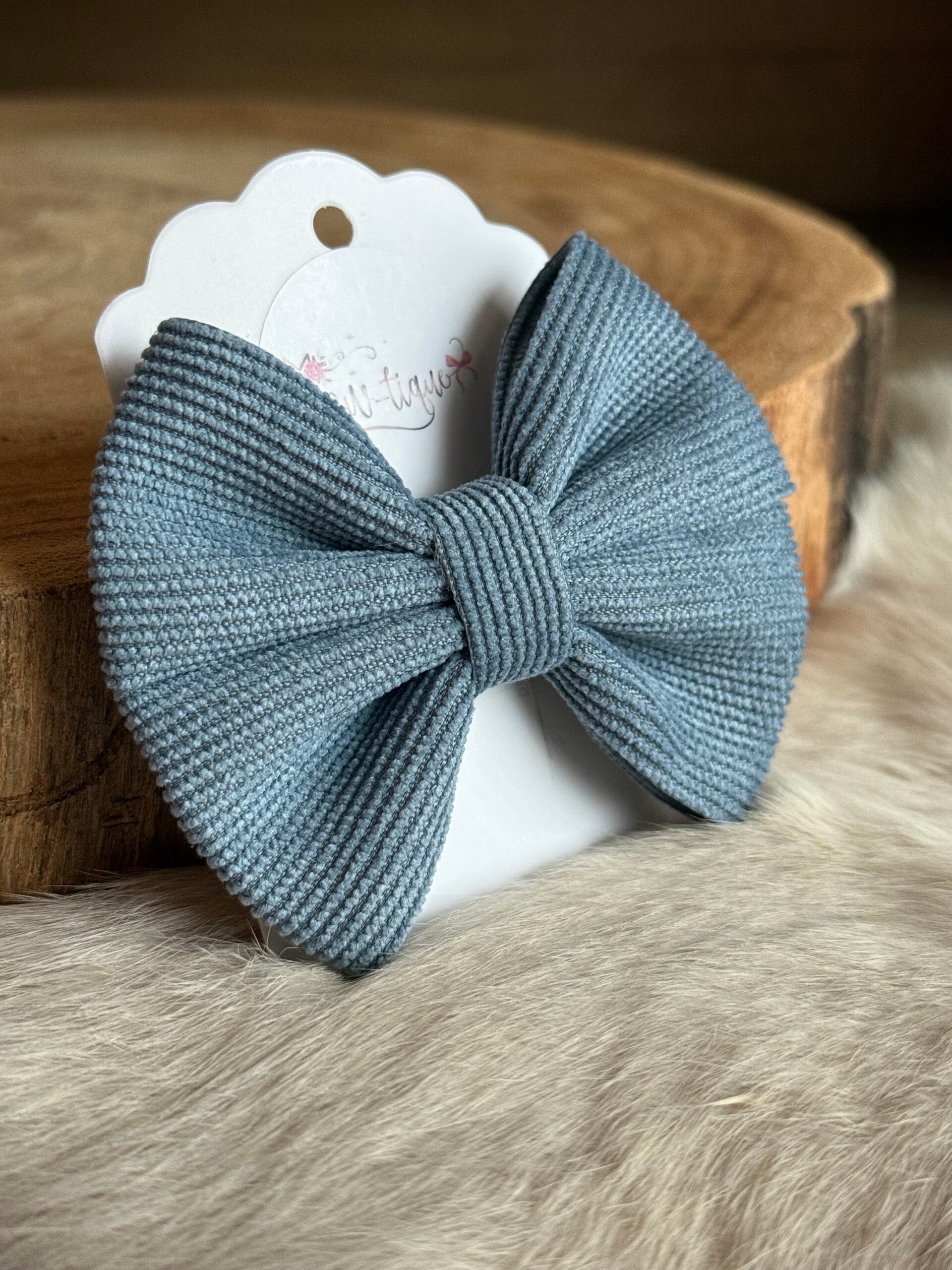 Geribbelde strik Blauw