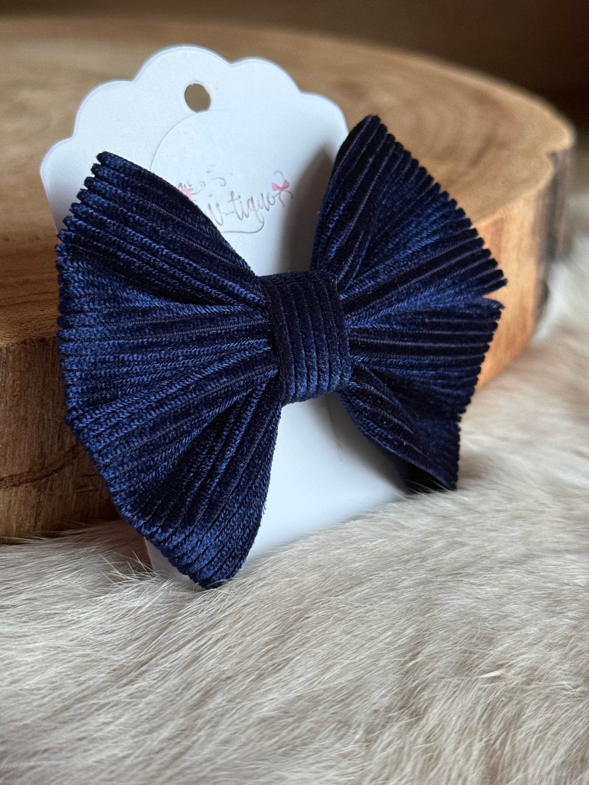 Fluwelen Strik Geribbeld blinkend Navy