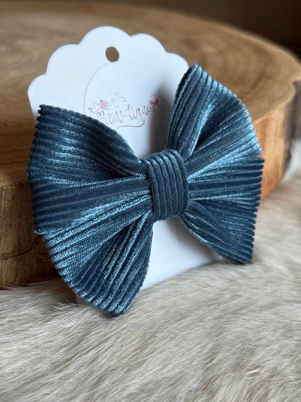 Fluwelen Strik Geribbeld blinkend Old Blue