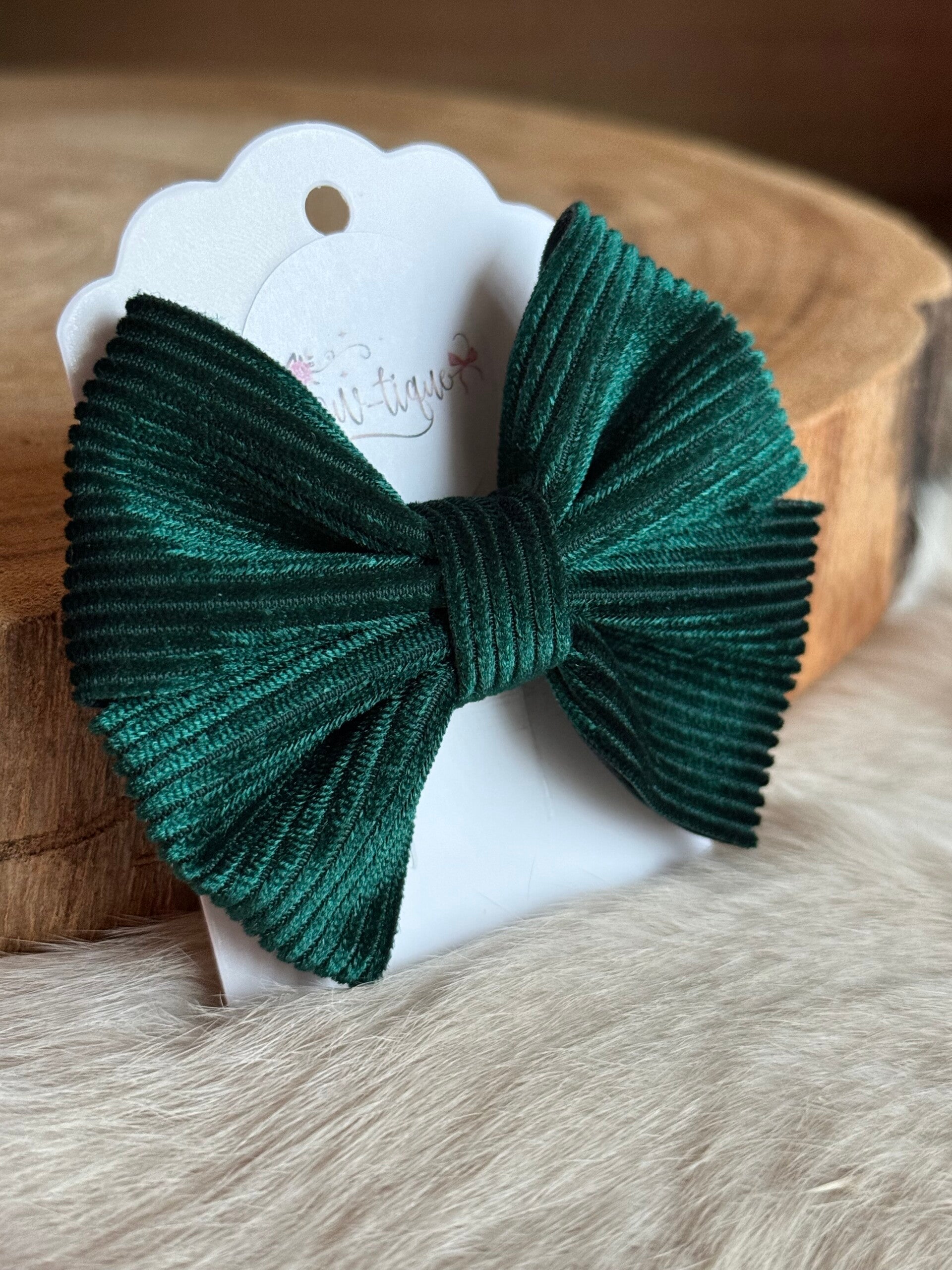 Fluwelen Strik Geribbeld blinkend Emerald