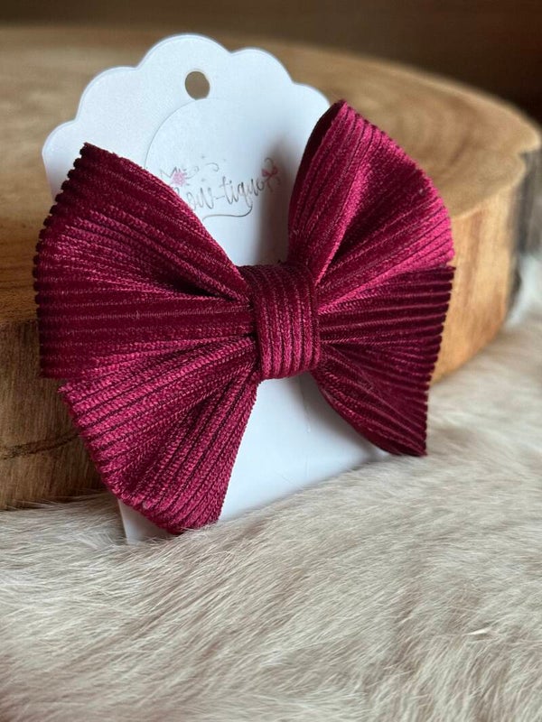 Fluwelen Strik Geribbeld blinkend Wijnrood