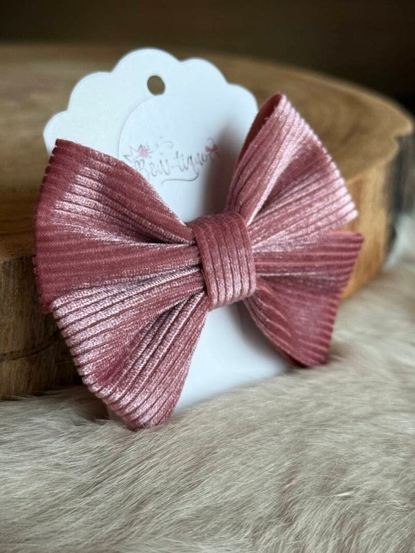 Fluwelen Strik Geribbeld blinkend Dusky Pink