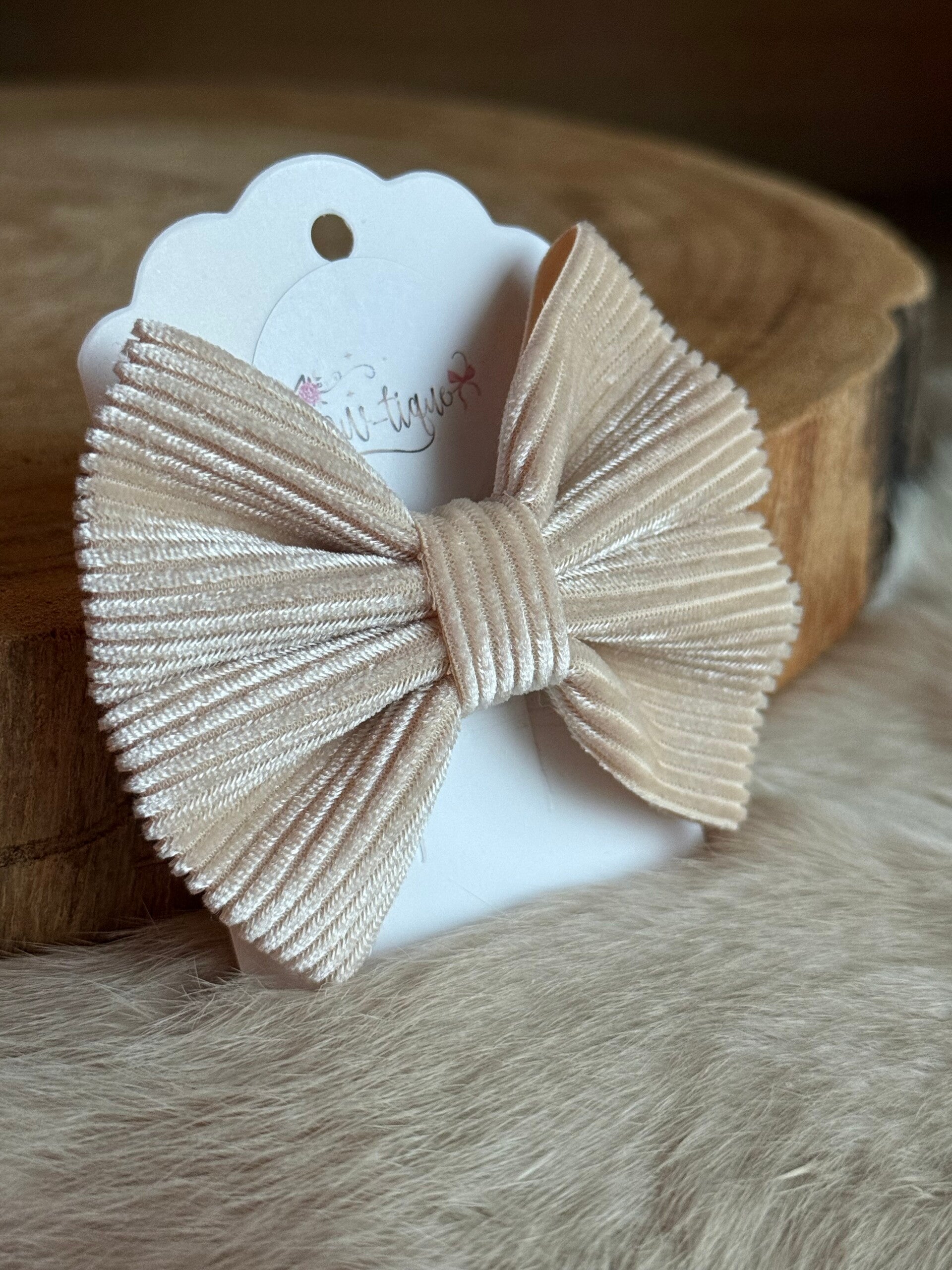 Fluwelen Strik Geribbeld blinkend Crème