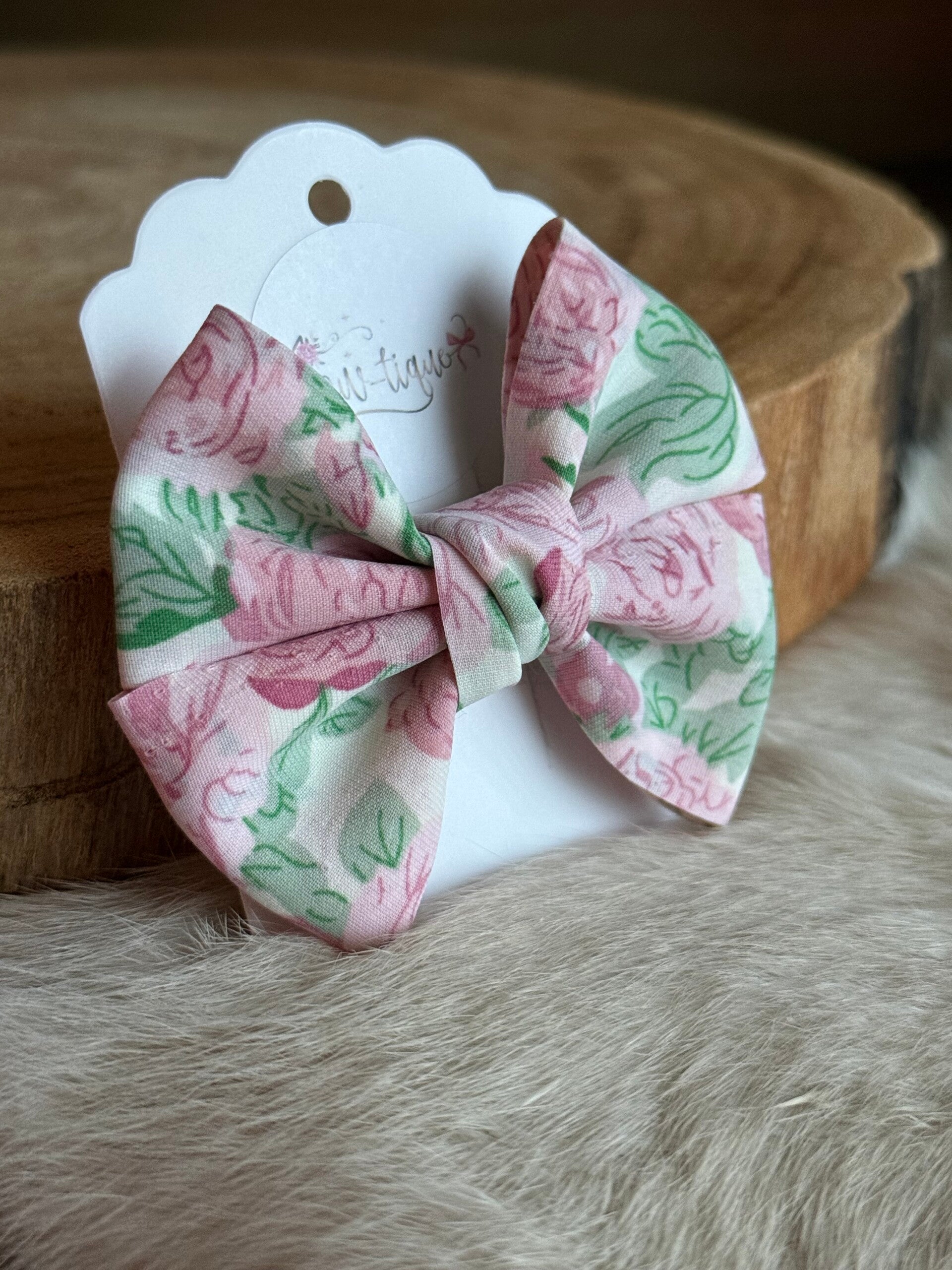 Gebloemde strik Camille Roze