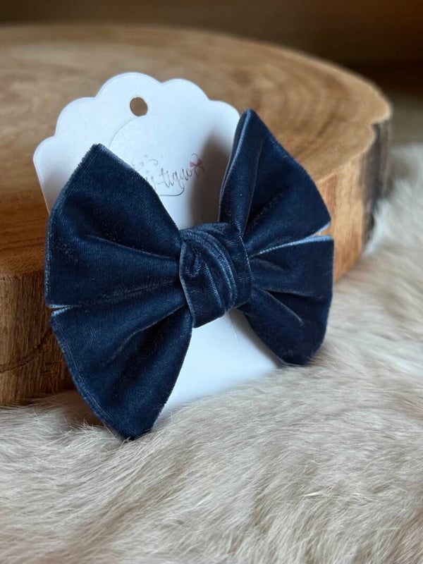 Fluwelen Strik Night Blue