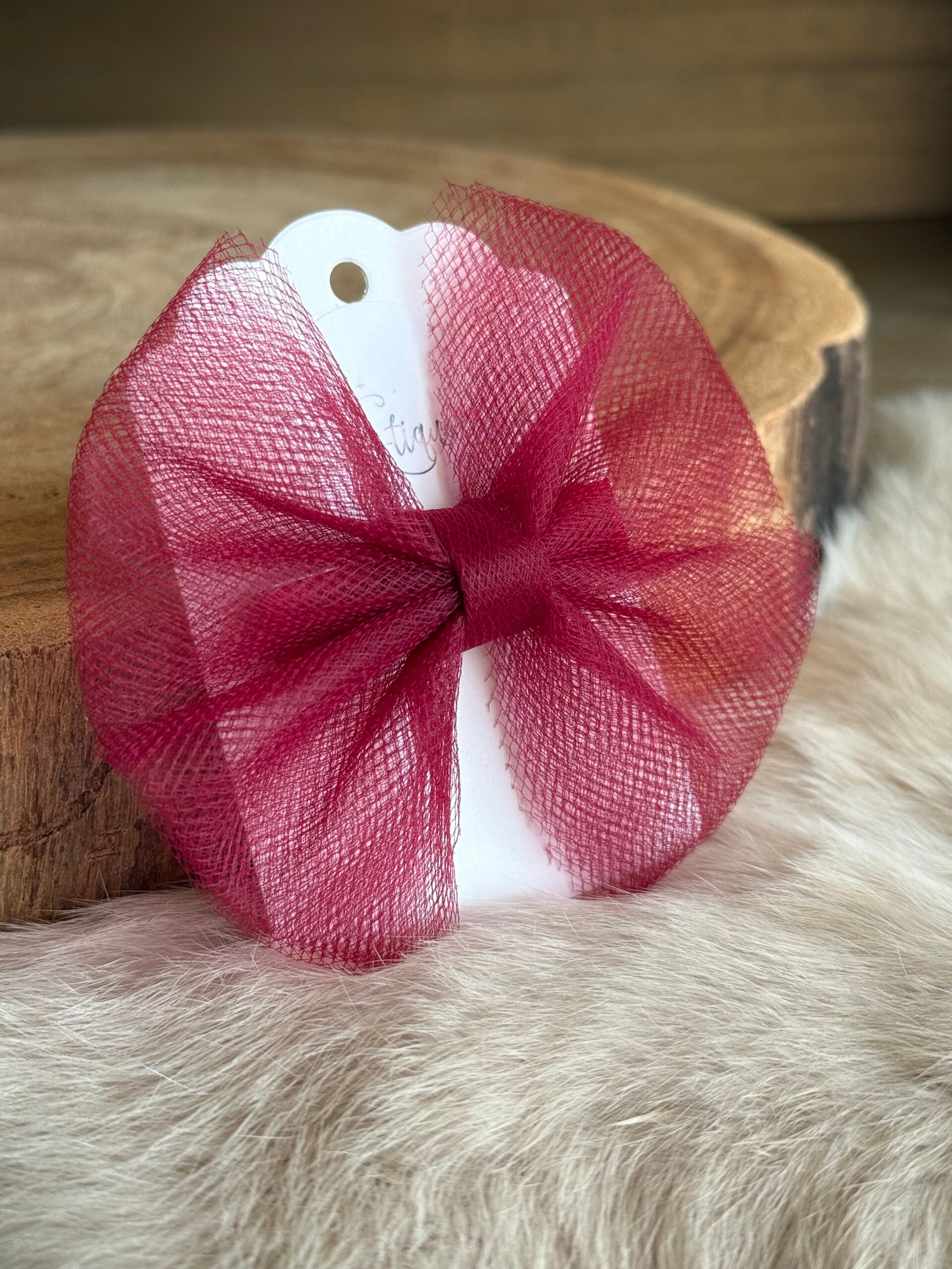 Tulle strik effen Burgundy